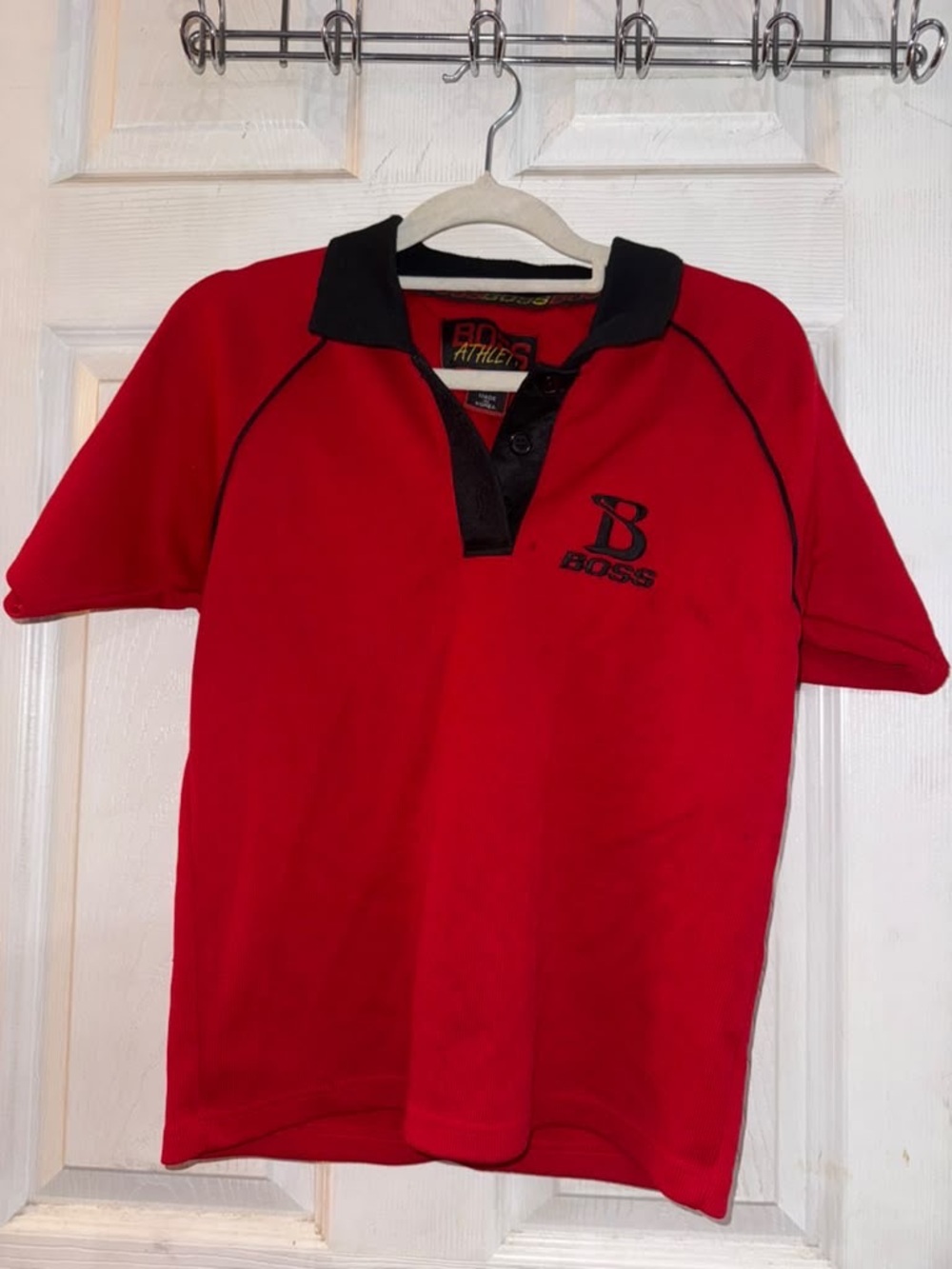 Boss Kids Red Polo with Black Collar and Trim